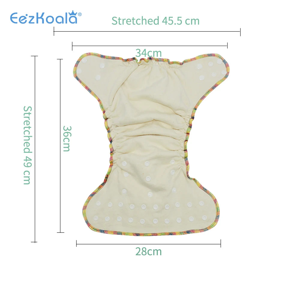EezKoala ECO-Friendly  OS Hybrid Fitted Cloth Diaper Reusable Night AIO&AI2 Baby Nappy Washable Hemp Cotton Cloth Diaper
