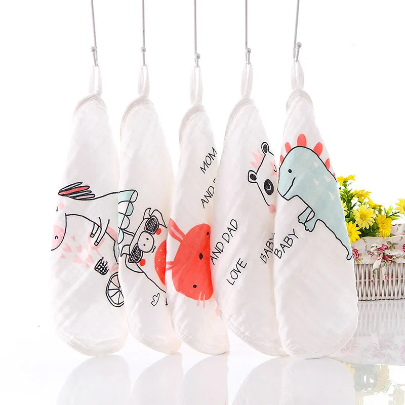 Happyflute 100% Cotton Square Face Towel 5piece/set Muslin Baby Stuff for Newborns Gauze Baby Wipes Wash Cloths
