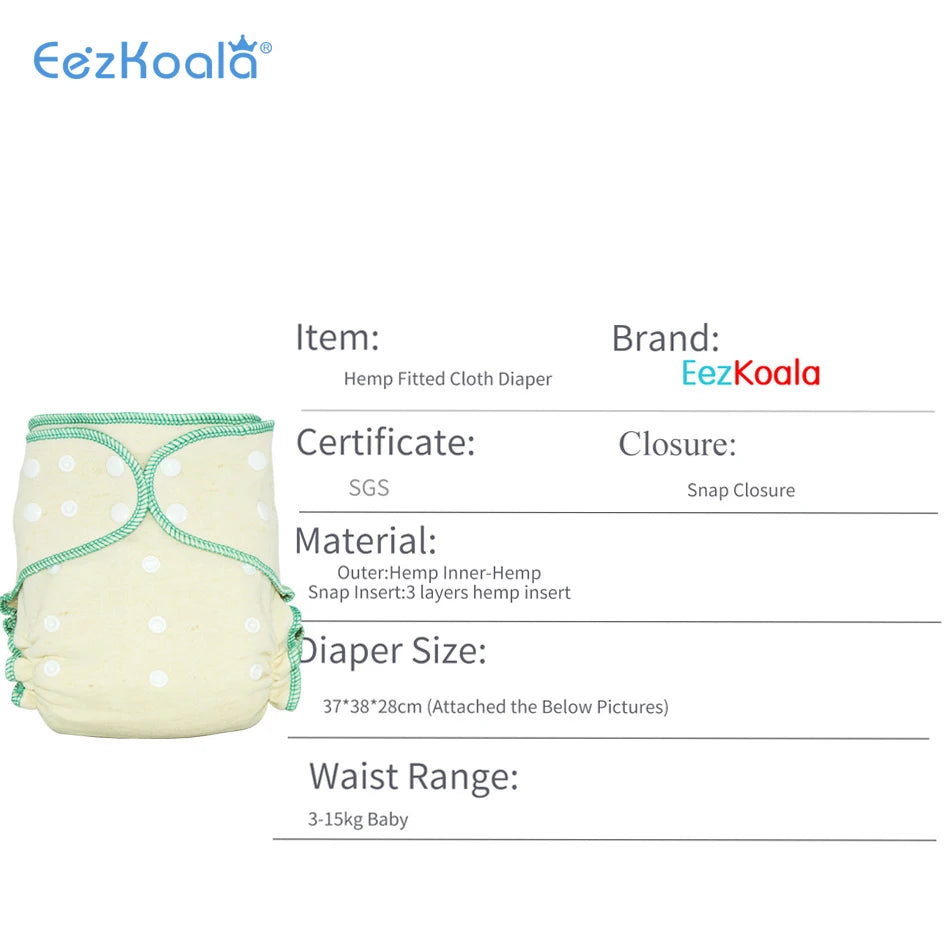 EezKoala ECO-Friendly  OS Hybrid Fitted Cloth Diaper Reusable Night AIO&AI2 Baby Nappy Washable Hemp Cotton Cloth Diaper
