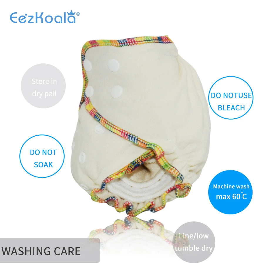 EezKoala ECO-Friendly  OS Hybrid Fitted Cloth Diaper Reusable Night AIO&AI2 Baby Nappy Washable Hemp Cotton Cloth Diaper