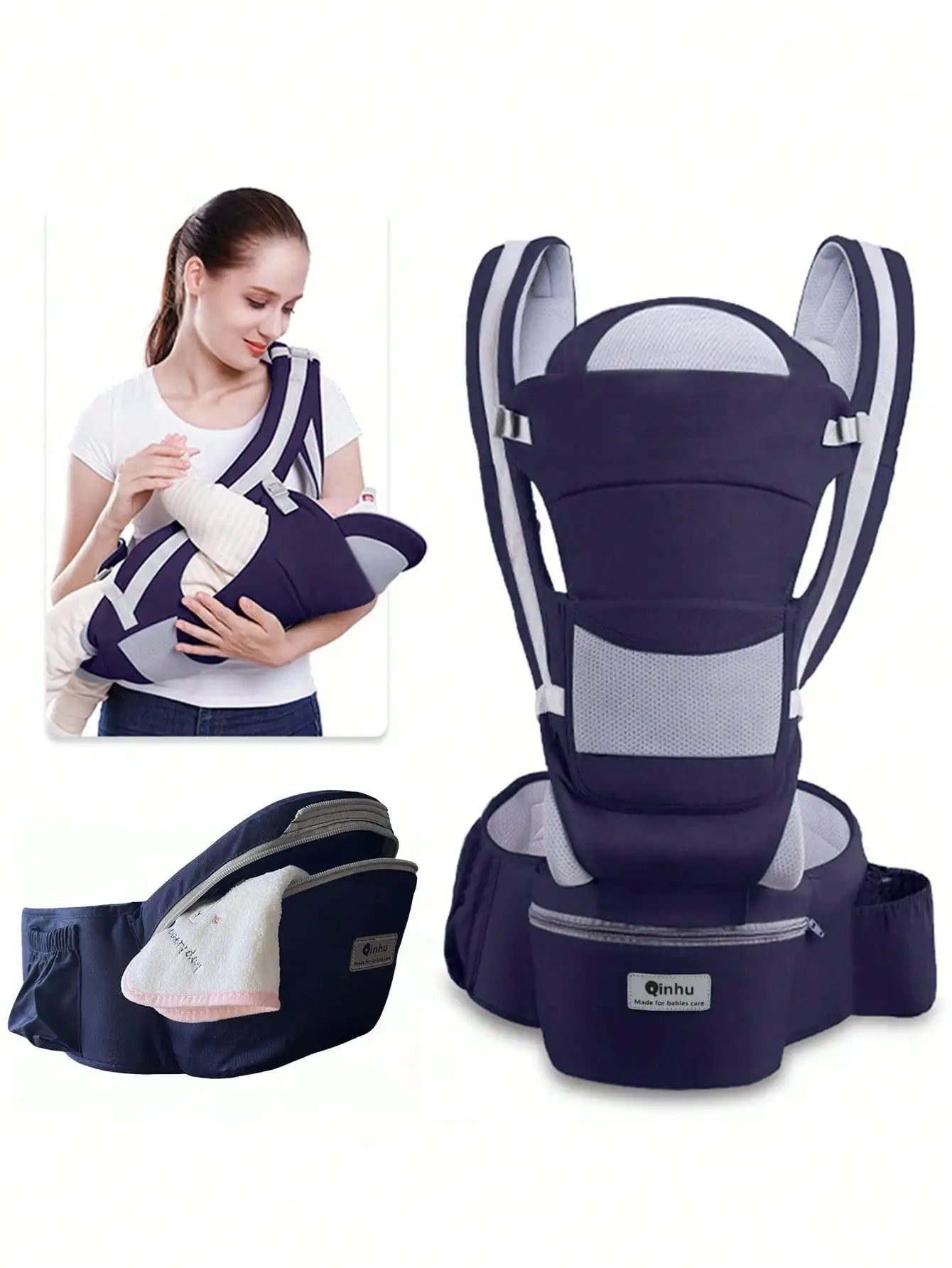 Adjustable Ergonomic Baby Carrier With Seat Portable & Multifunctional