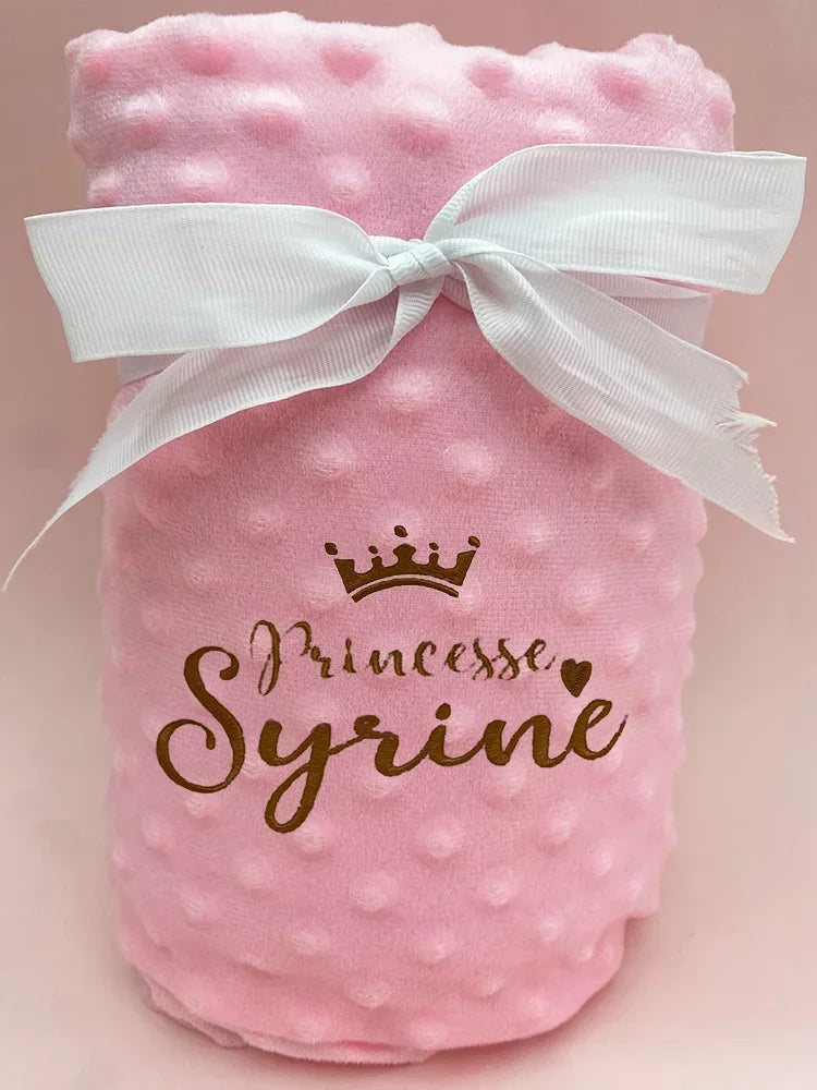 Customized Name Pattern Doudou Blanket Baby Swaddle Stroller Bed Crib Sleeping Cover Newborn Gift Shower Present for Babies