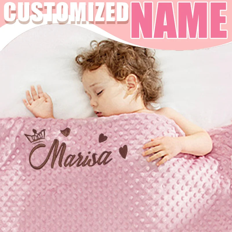 Customized Name Pattern Doudou Blanket Baby Swaddle Stroller Bed Crib Sleeping Cover Newborn Gift Shower Present for Babies