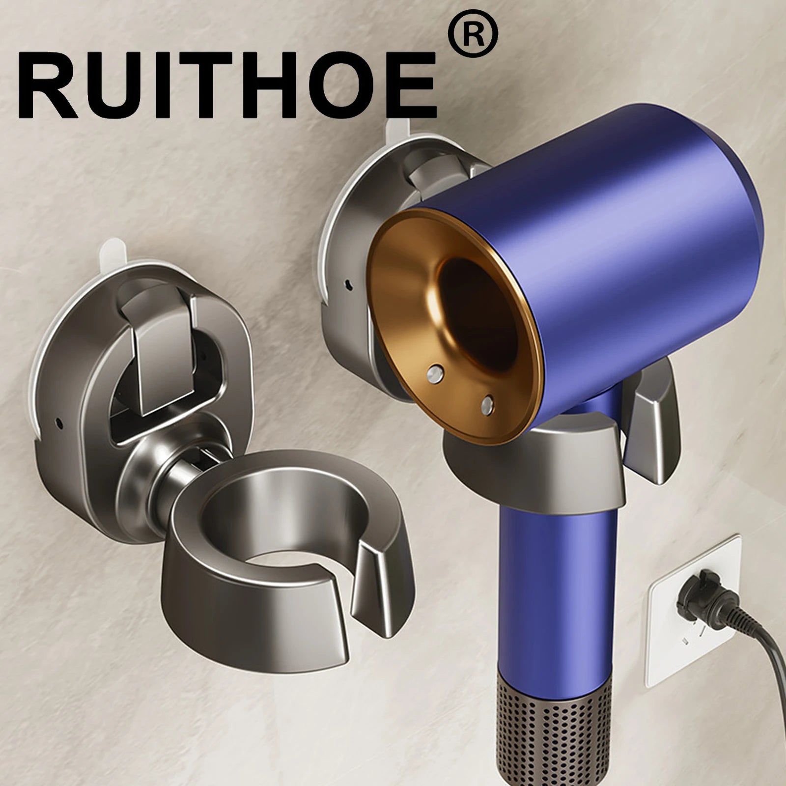 Suction Cup Hair Dryer Holder Wall Dryer Cradle Straightener Hairdryer Organizer Blower Holder Shelf Bathroom Accessories