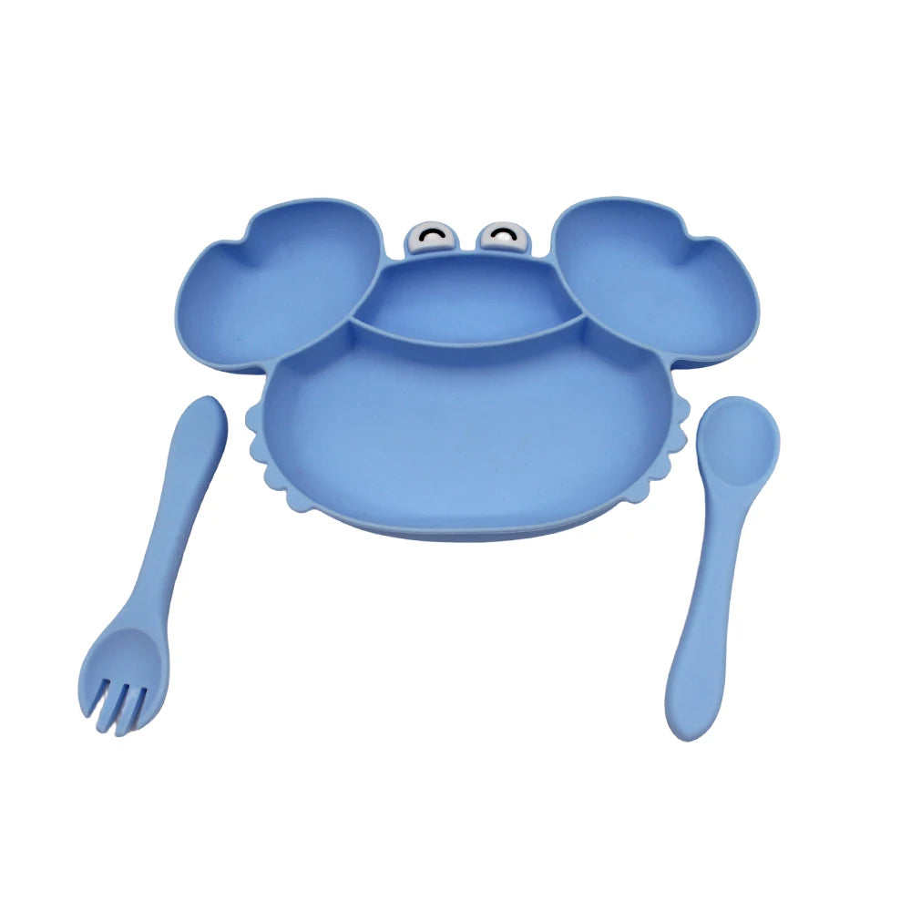 baby dinnerware set compartment plate with suction cup silicone easy to clean can be boiled and sterilized baby eating training