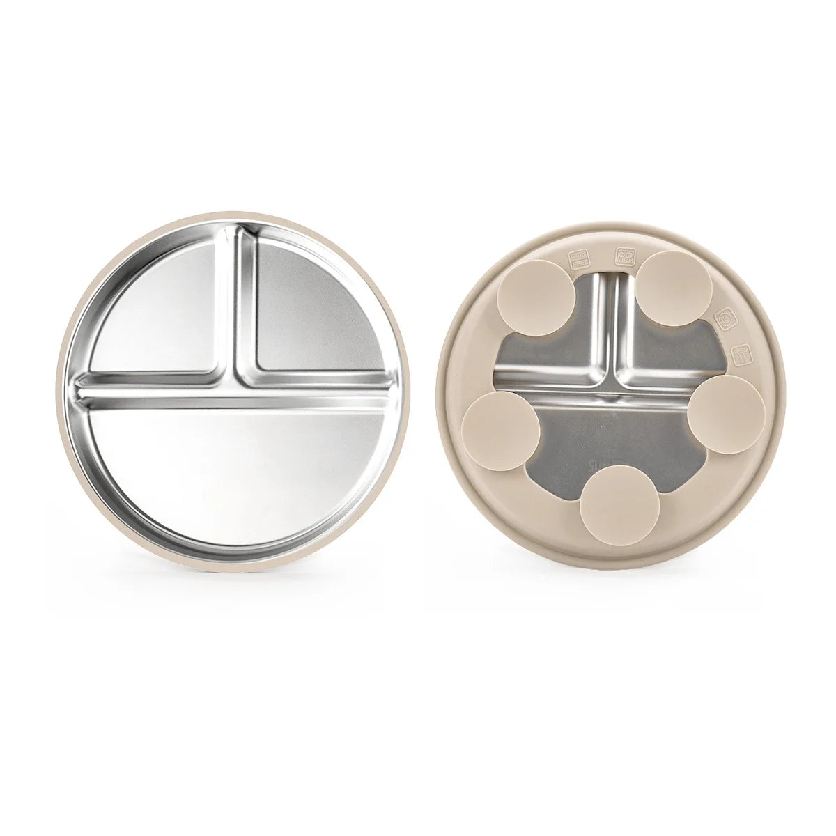 1PCS Stainless Steel Plate Detachable Suction Dishes Baby Feeding Sucker Bowl Food Grade Silicone Food Tray Tableware