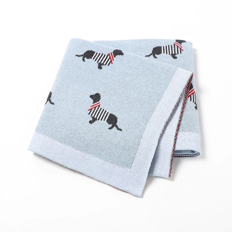 Baby Blanket 100%Cotton Knit Super Soft Newborn Girls Boys Bedding Quilt Cute Cartoon Dachshund Infant Stroller Swaddle 100*80CM