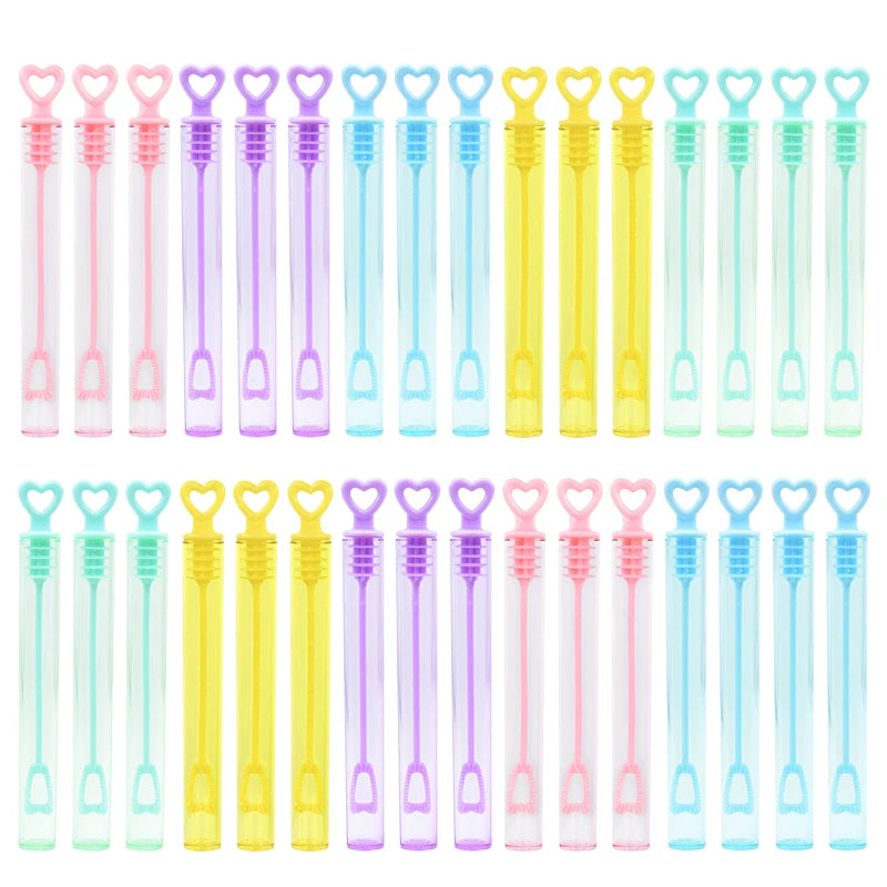 10-50pcs Colorful Bubble Soap Bottle Heart Wand Empty Tube Kids Birthday Party Favors Pinata Filler Toys Wedding Gifts for Guest