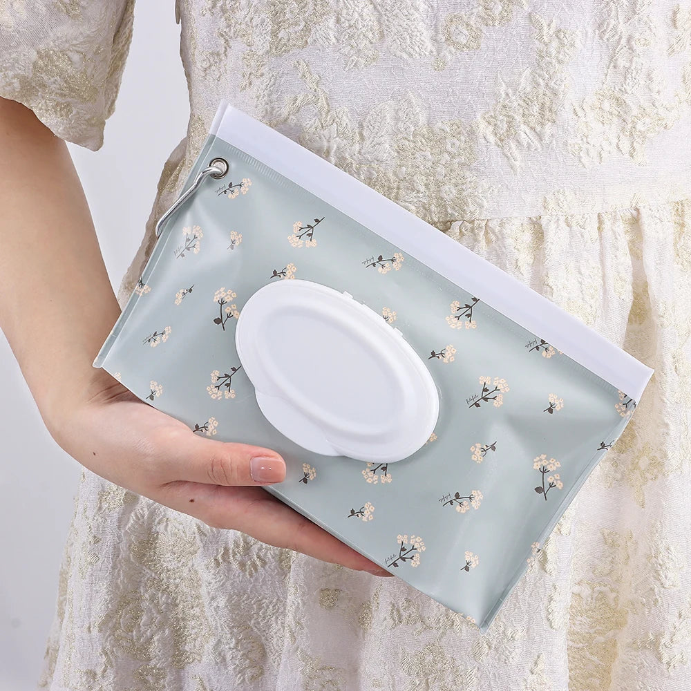 EVA Baby Wet Wipe Pouch Portable Buckle Wipes Holder Case Flip Cover Snap-Strap Reusable Refillable Wipe Bag Outdoor Tissue Box