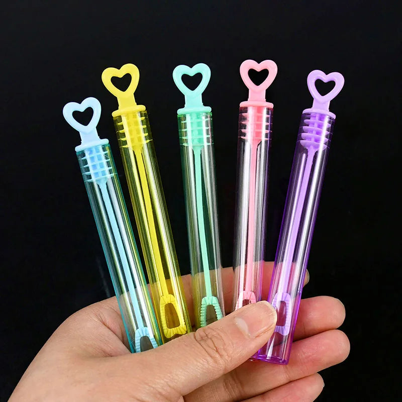 10-50pcs Colorful Bubble Soap Bottle Heart Wand Empty Tube Kids Birthday Party Favors Pinata Filler Toys Wedding Gifts for Guest