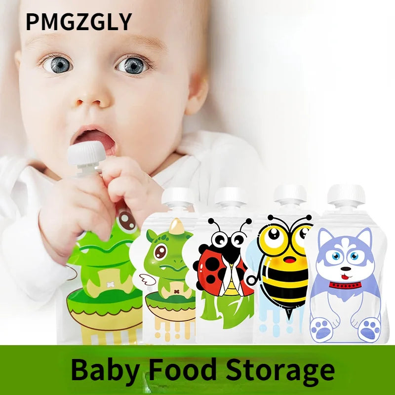 8pcs/pack Reusable Breast Milk Storage Bag Baby Food Box  BPA Free Baby Food Container Pouch Snacks Baby Feeding Squeeze