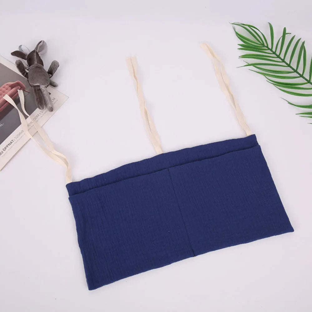 Baby Crib Organizer Cot Caddy Bed Storage Bag 2 Pockets Bedside Hanging Diaper Nursery Organizer for Diapers Toys Clothing