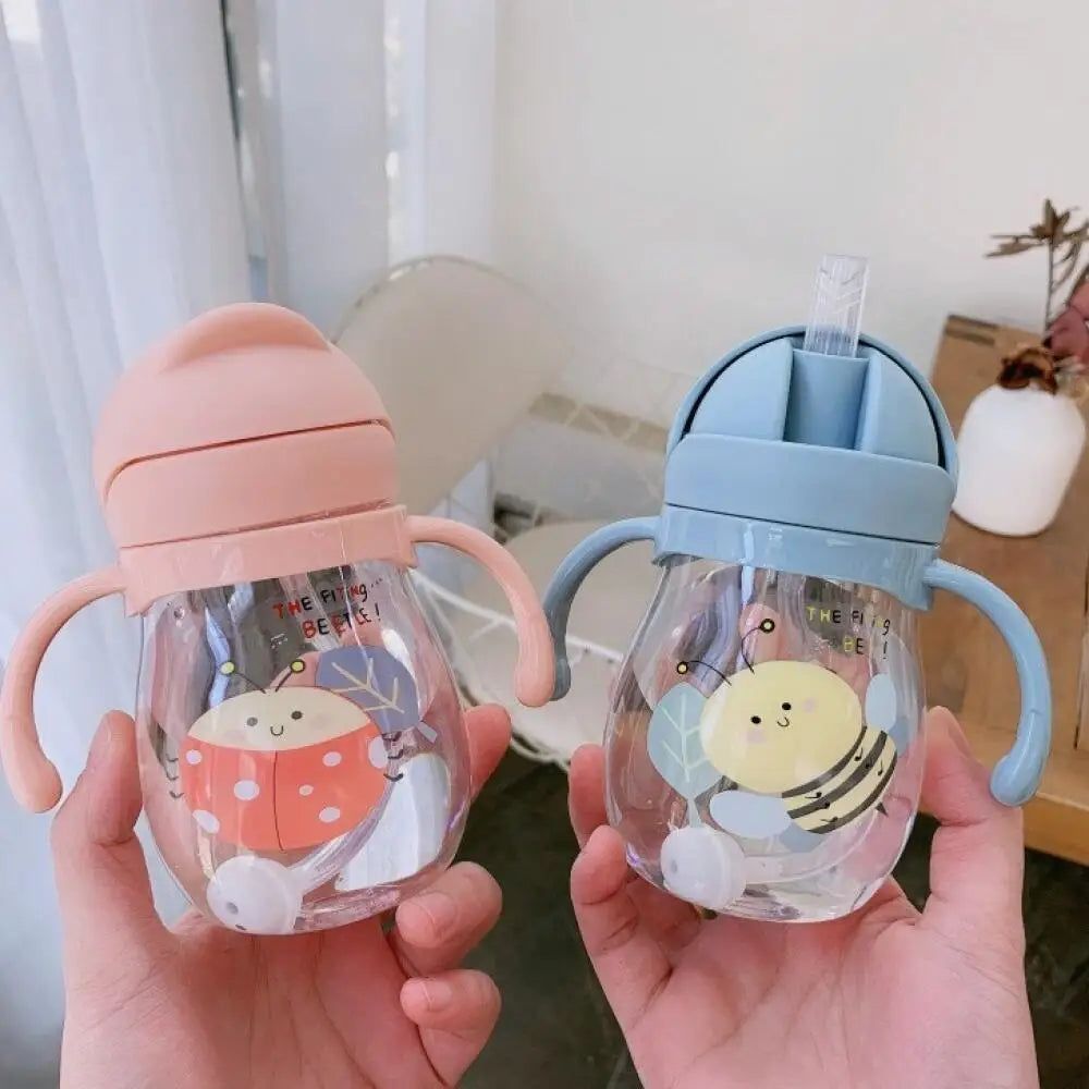 350/250ml Baby water straw cute anti-choking kindergarten children gravity ball water cup duck sippy cup baby drinking bottle