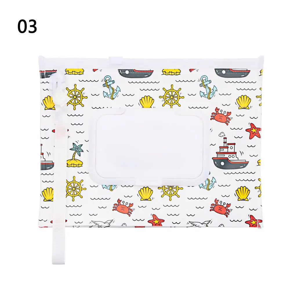 Wet Wipes Bag Wipes with Easy-Carry Snap-Strap Portable Flip Cover Cosmetic Pouch Tissue Box Baby Accessories