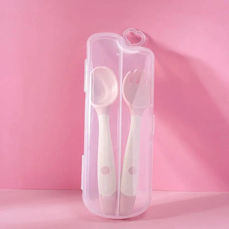 Baby And Children's Spoon And Fork Set Soft And Bendable Silicone Spoon And Fork Baby Learning Eating Training Tableware