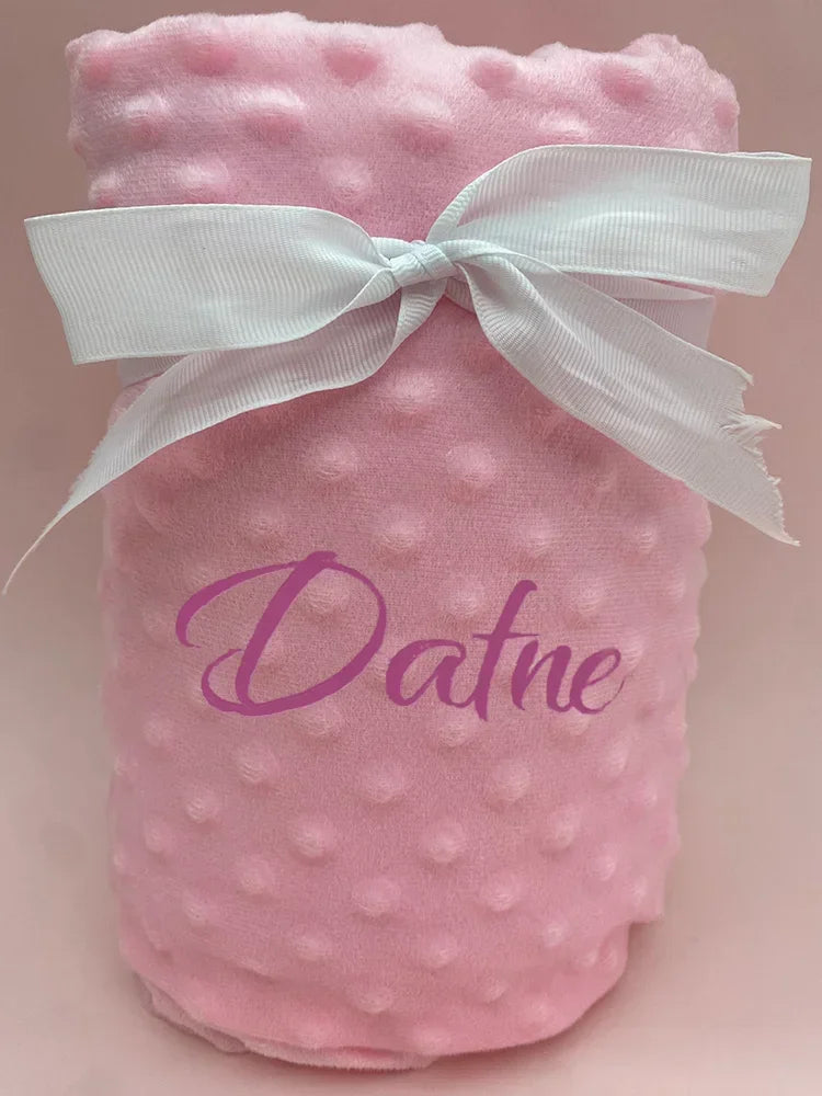 Customized Name Pattern Doudou Blanket Baby Swaddle Stroller Bed Crib Sleeping Cover Newborn Gift Shower Present for Babies