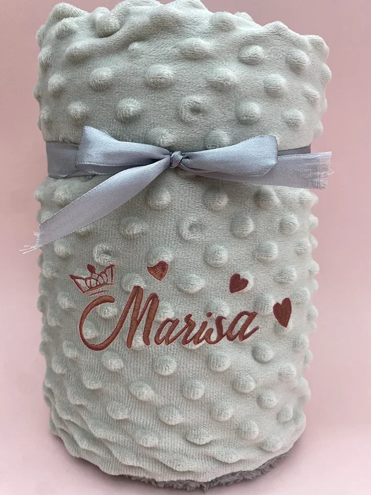 Customized Name Pattern Doudou Blanket Baby Swaddle Stroller Bed Crib Sleeping Cover Newborn Gift Shower Present for Babies