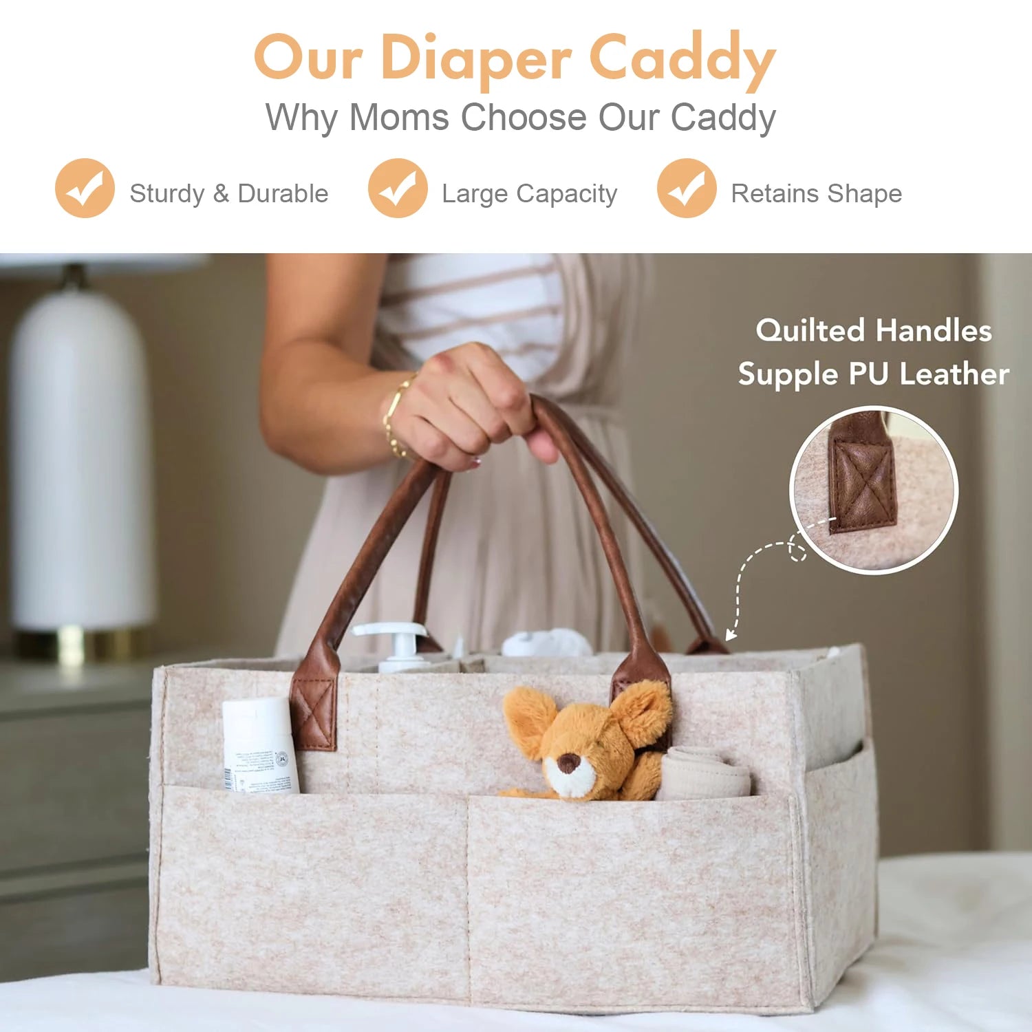 Premium Baby Diaper Caddy Organizer – Portable Nursery Storage Bag with Multiple Compartments