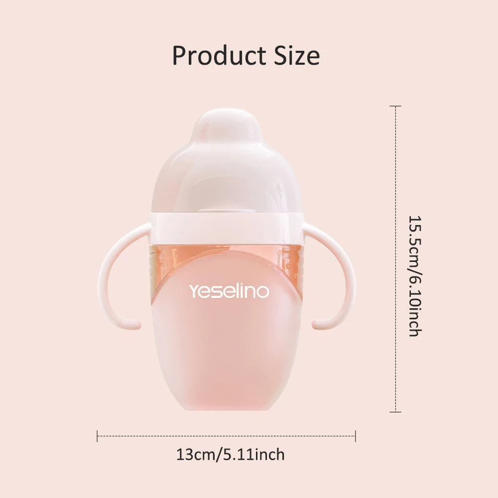 Baby Training Cup for 6 Months+, Silicone Spout and Straw Design, Anti-Choke and Drop-Resistant Milk and Water Bottle
