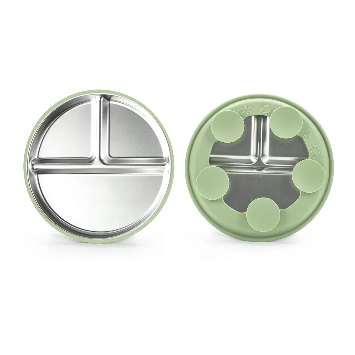 1PCS Stainless Steel Plate Detachable Suction Dishes Baby Feeding Sucker Bowl Food Grade Silicone Food Tray Tableware