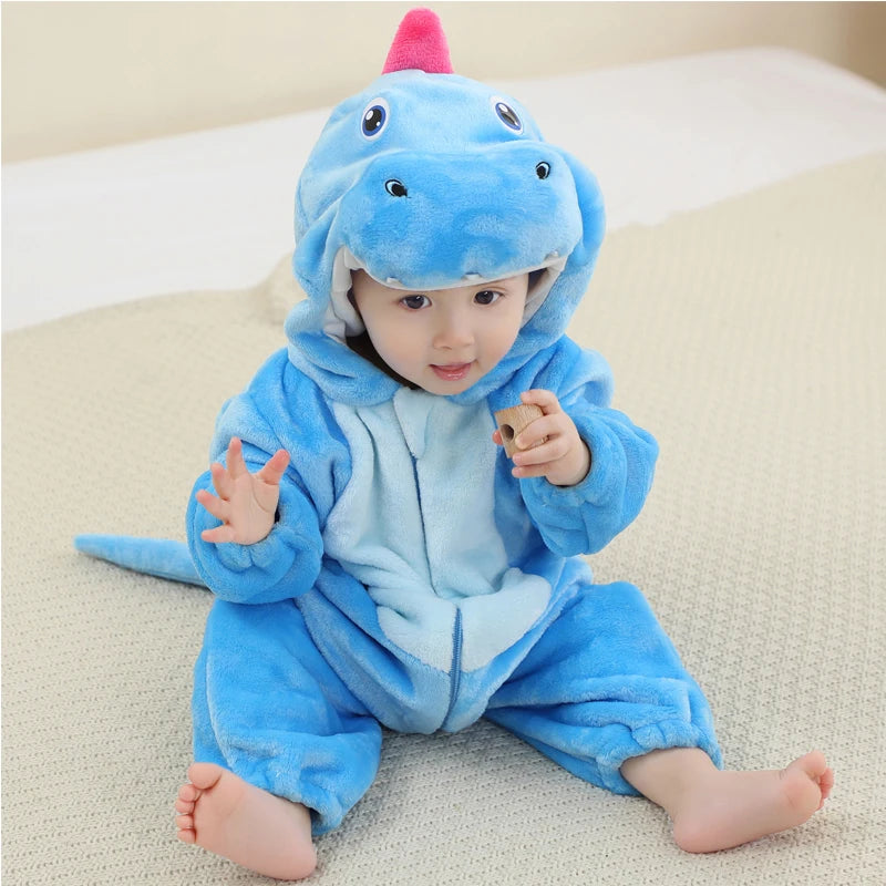 Kids Onesies Baby Rompers Winter Costume Flannel for Girl Boy Toddler Infant Clothes Animals Monkey Tiger Lion Unicorn Ropa Bebe