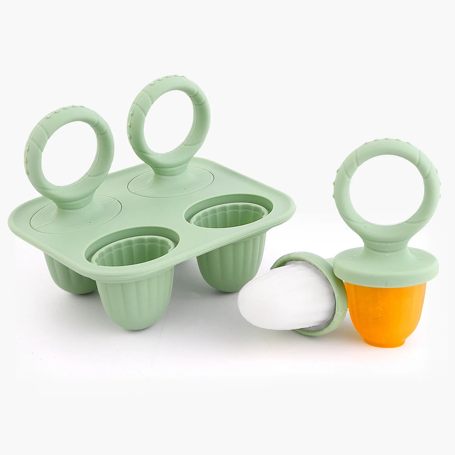 5PCS Baby Fruit and Vegetable Teether Silicone Hand Ring Food Supplement Squeezing Rabbit Shape Bite Feeding Tableware BPA Free