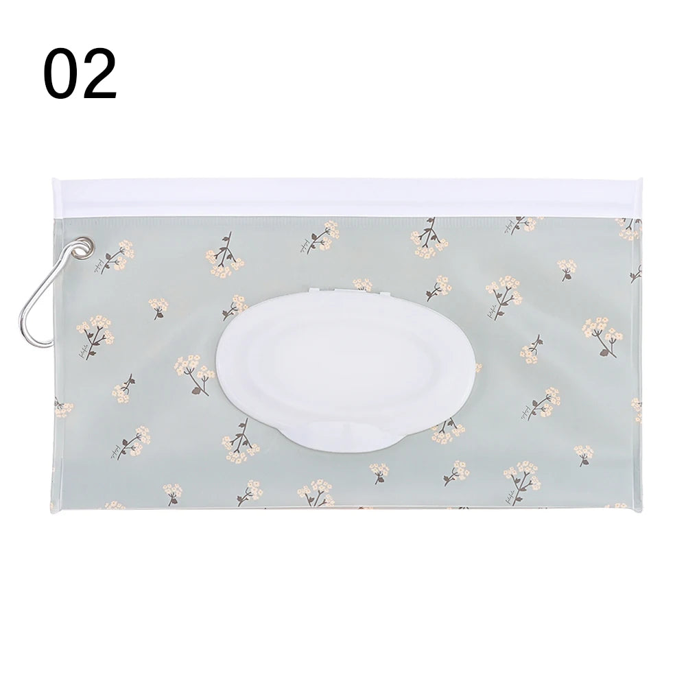EVA Baby Wet Wipe Pouch Portable Buckle Wipes Holder Case Flip Cover Snap-Strap Reusable Refillable Wipe Bag Outdoor Tissue Box
