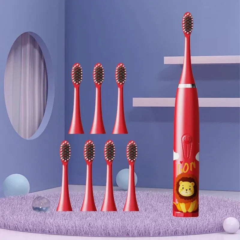 C6-Children's Electric Toothbrush Colorful Cartoon Animal Series Children's Soft-Bristled Cleaning Brush (Battery Not Included)