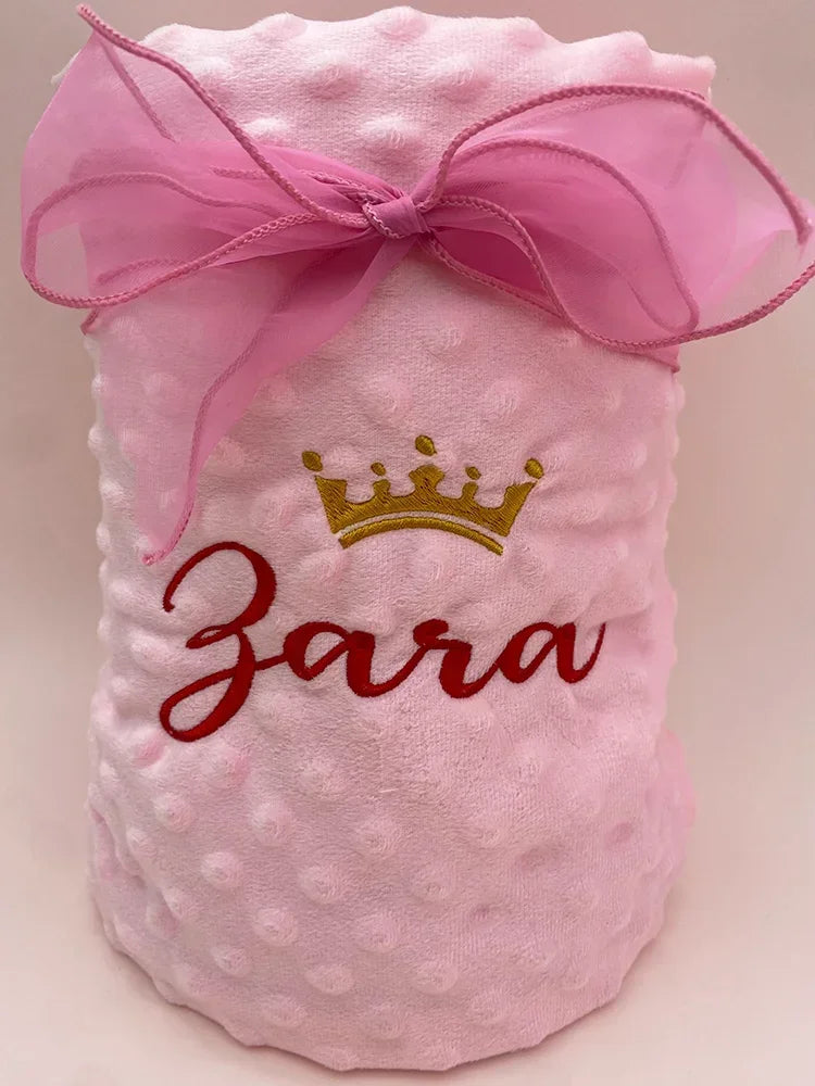 Customized Name Pattern Doudou Blanket Baby Swaddle Stroller Bed Crib Sleeping Cover Newborn Gift Shower Present for Babies
