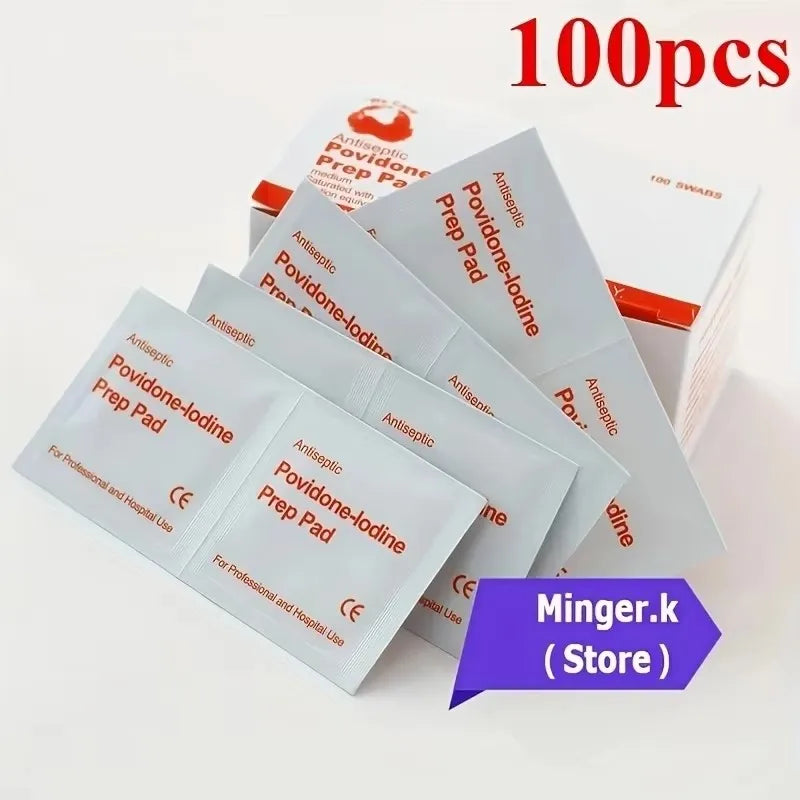 Iodine disinfectant wet wipes, first aid supplies or for cleaning and disinfecting wounds and abrasions when traveling