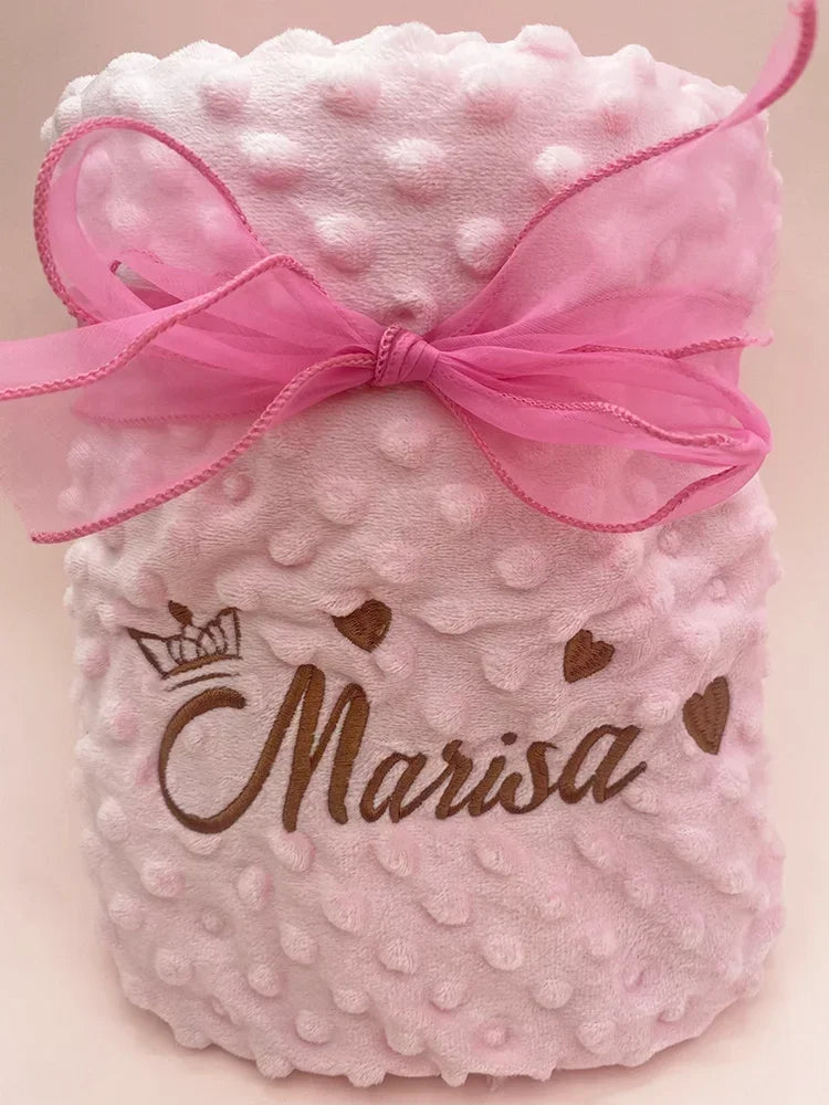 Customized Name Pattern Doudou Blanket Baby Swaddle Stroller Bed Crib Sleeping Cover Newborn Gift Shower Present for Babies