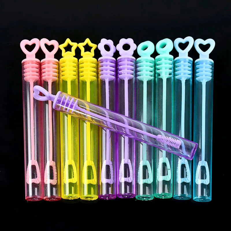 10-50pcs Colorful Bubble Soap Bottle Heart Wand Empty Tube Kids Birthday Party Favors Pinata Filler Toys Wedding Gifts for Guest