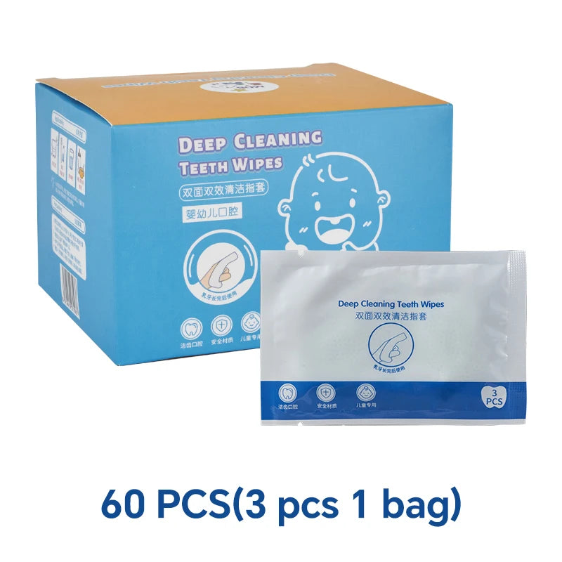 60 pcs Deep Cleaning Teeth Wipes set Baby Finger Brush For Boys Girl Health Hot Sale Cleaning Oral Hygiene Care Tool