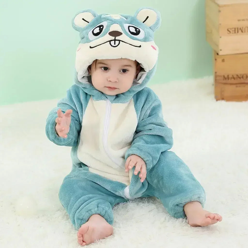 Kids Onesies Baby Rompers Winter Costume Flannel for Girl Boy Toddler Infant Clothes Animals Monkey Tiger Lion Unicorn Ropa Bebe