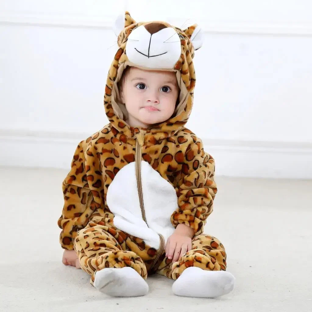 Kids Onesies Baby Rompers Winter Costume Flannel for Girl Boy Toddler Infant Clothes Animals Monkey Tiger Lion Unicorn Ropa Bebe
