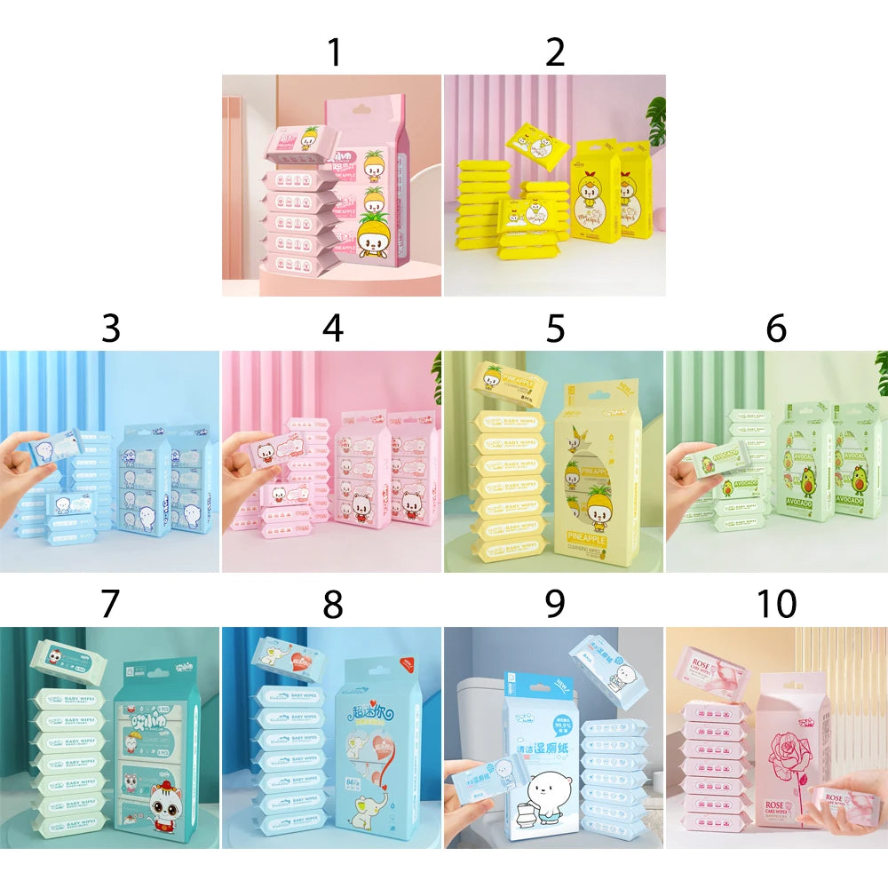 Soft Baby Wet Wipes Hand Mouth Cleaning Disposable Freshing Cleaning Wipes Large Pack High Quality Mini Portable Wipes Babies