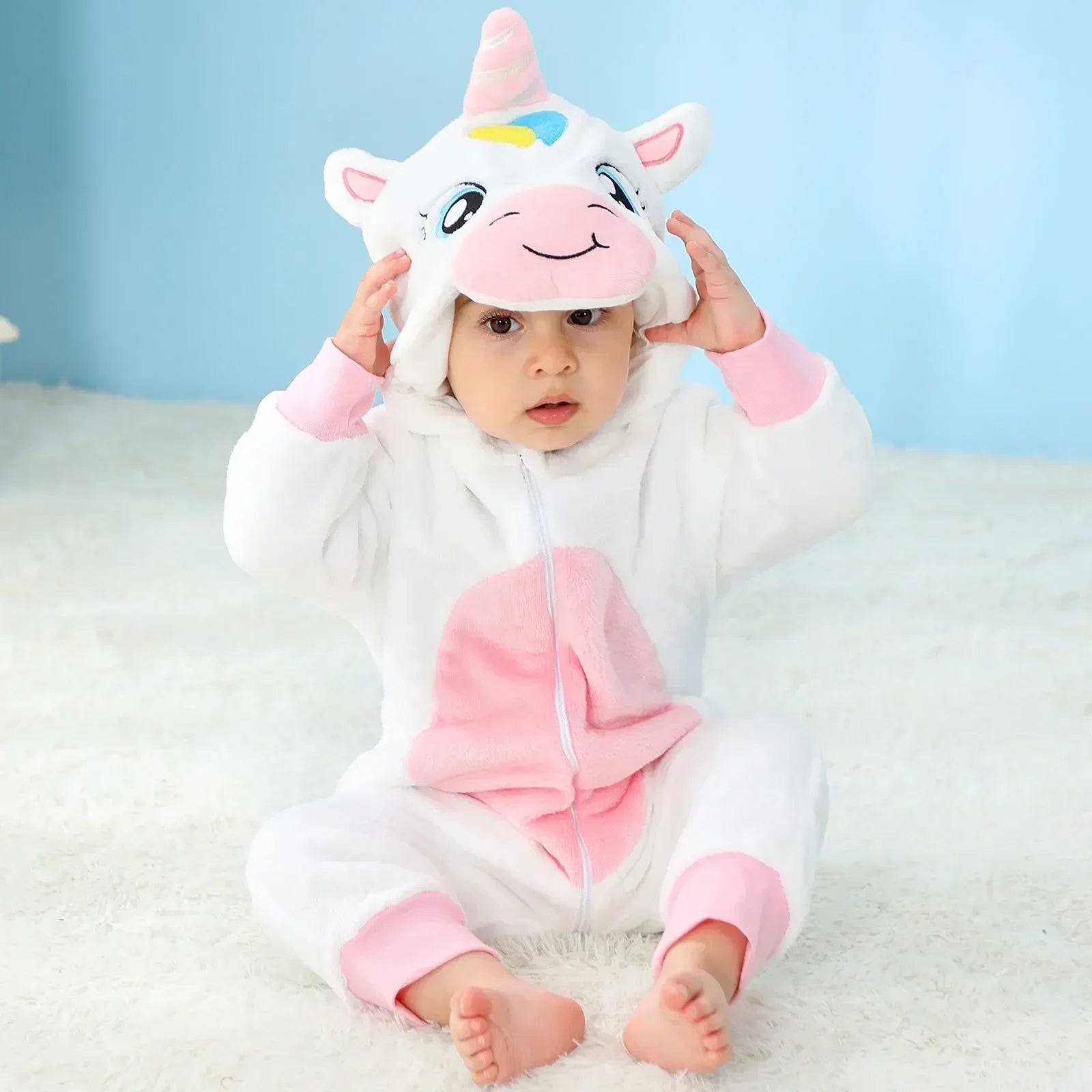 Kids Onesies Baby Rompers Winter Costume Flannel for Girl Boy Toddler Infant Clothes Animals Monkey Tiger Lion Unicorn Ropa Bebe