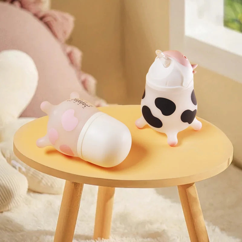 2 PCS Baby Milk Bottle 150/240ml Silicone Bottle Cute Cow Shape 5cm Wide Neck Pacifier Baby Bottles 100% Food Grade Silicone