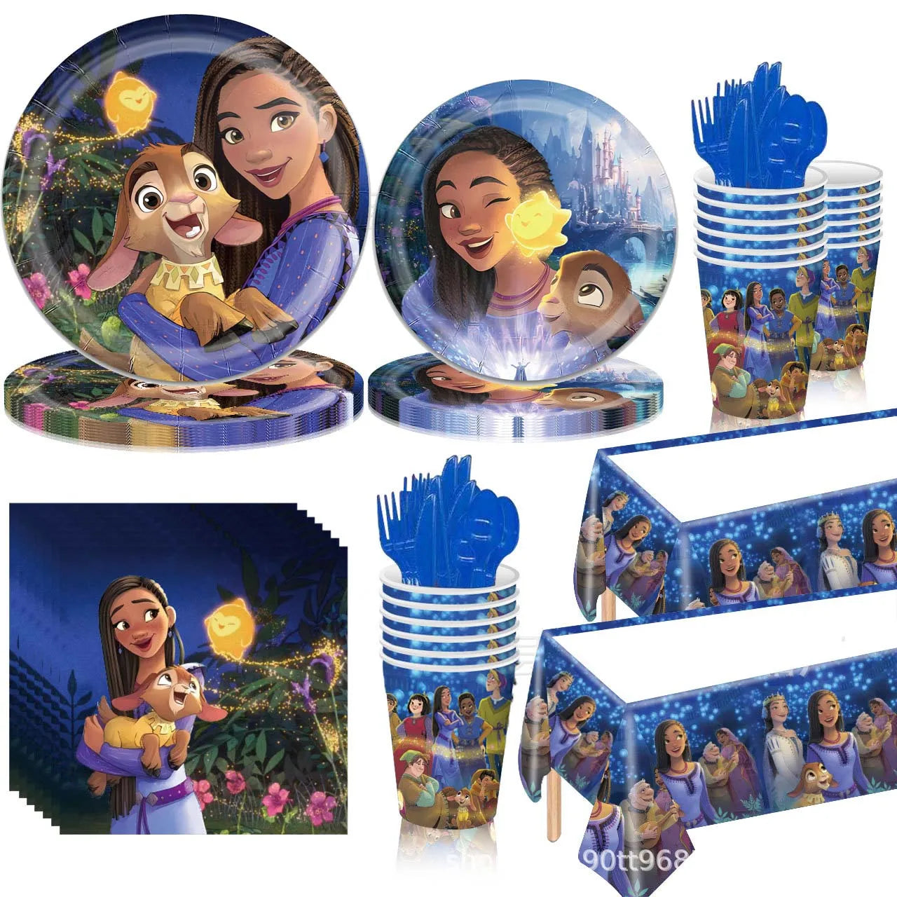 Cartoon Wish Birthday Party Decorations Asha Goat Balloons Disposable Tableware Plate Straw Napkin Princess Baby Shower Supplies