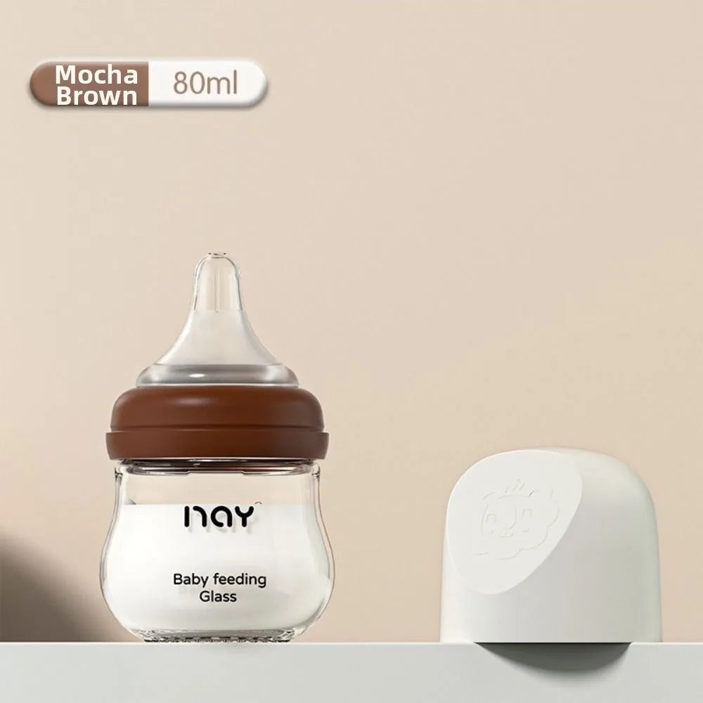 Glass Baby Bottle Anti-flatulence Anti Choking Newborn Feeding Bottle 80/160ML Food Grade Baby Drinking Cup Feeding Supplies