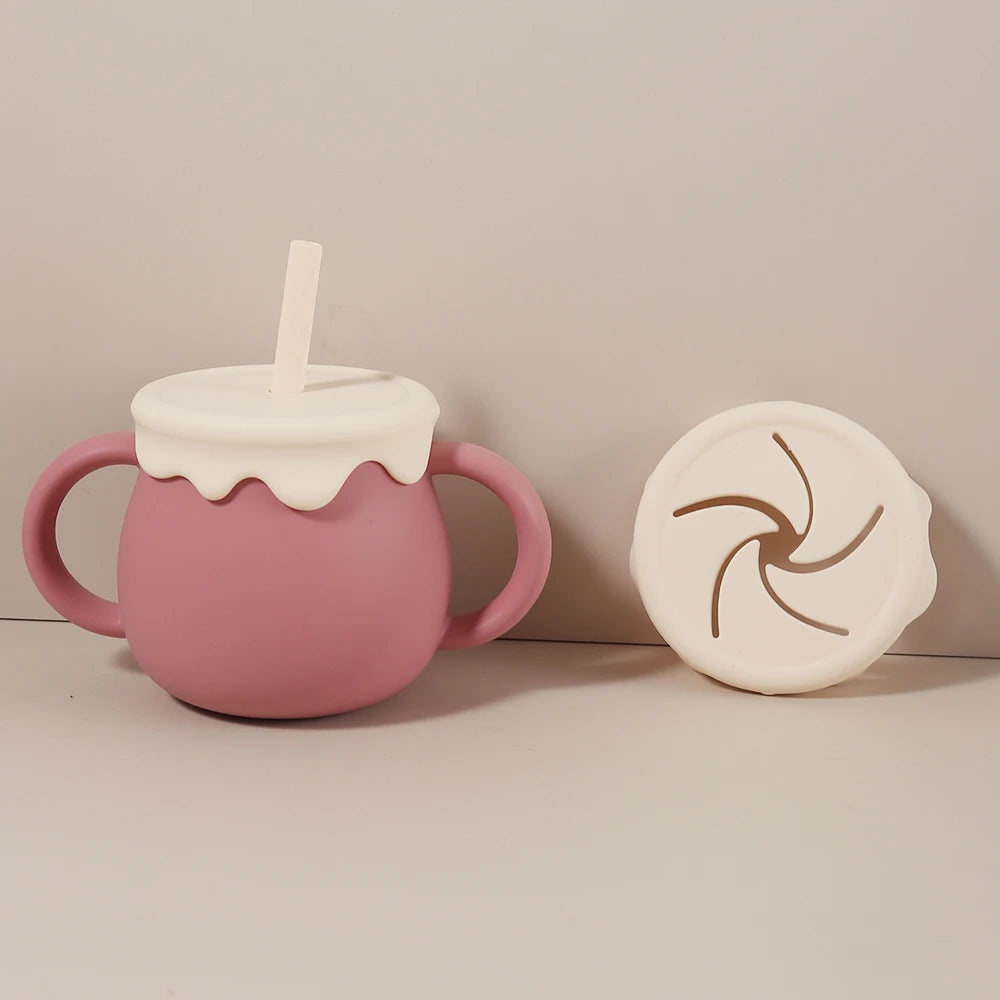Personalized 280ml  Baby Cup- 3 in 1 Silicone Snack Cup, Sippy Cup, Leak Proof, Ice Cream Shape, Custom Name