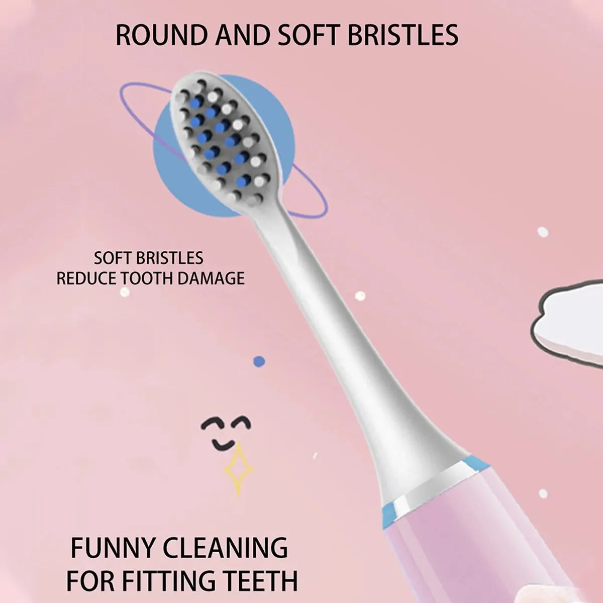 C6-Children's Electric Toothbrush Colorful Cartoon Animal Series Children's Soft-Bristled Cleaning Brush (Battery Not Included)