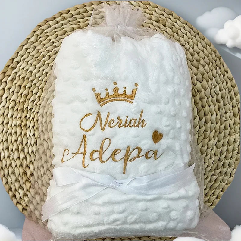 Customized Name Pattern Doudou Blanket Baby Swaddle Stroller Bed Crib Sleeping Cover Newborn Gift Shower Present for Babies