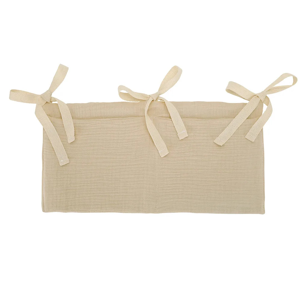 Baby Crib Organizer Cot Caddy Bed Storage Bag 2 Pockets Bedside Hanging Diaper Nursery Organizer for Diapers Toys Clothing