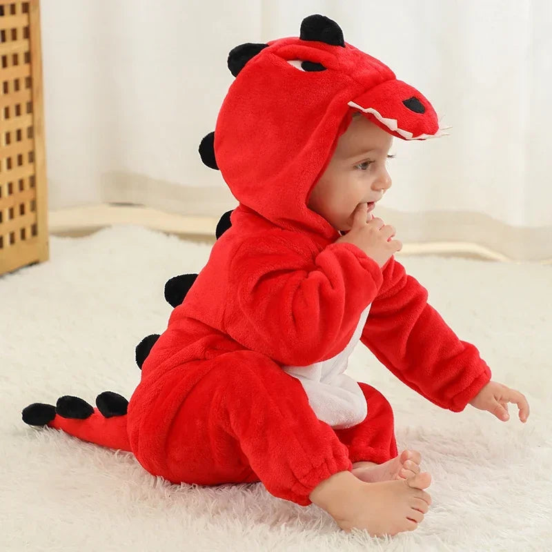 Kids Onesies Baby Rompers Winter Costume Flannel for Girl Boy Toddler Infant Clothes Animals Monkey Tiger Lion Unicorn Ropa Bebe
