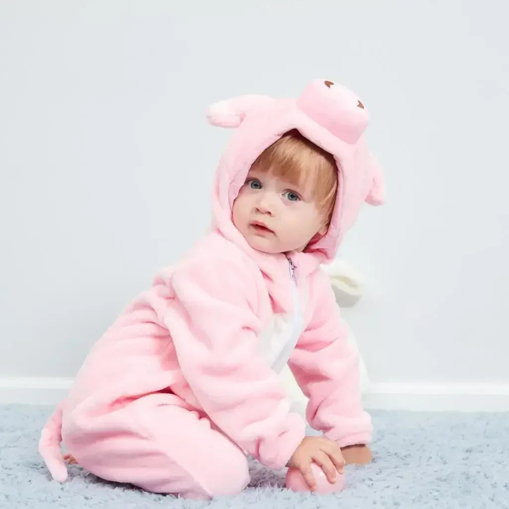 Kids Onesies Baby Rompers Winter Costume Flannel for Girl Boy Toddler Infant Clothes Animals Monkey Tiger Lion Unicorn Ropa Bebe