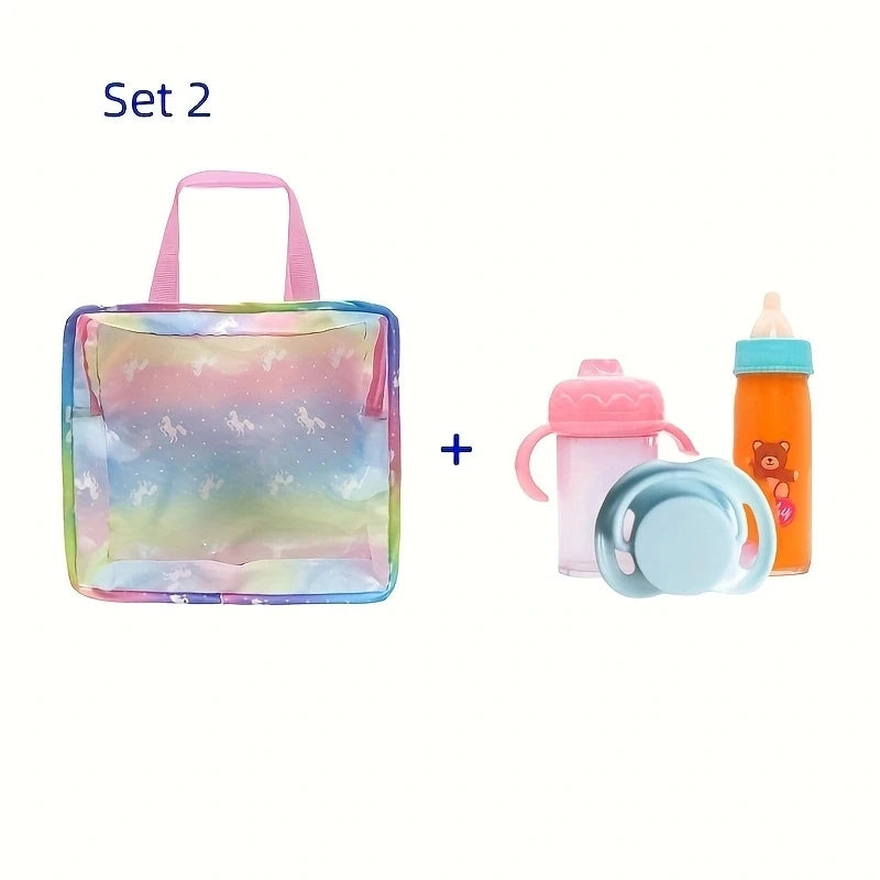 Baby Doll Feeding Bottle Set – Milk & Juice Bottles + Pacifier