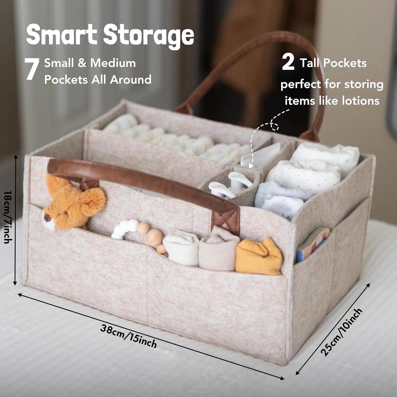 Premium Baby Diaper Caddy Organizer – Portable Nursery Storage Bag with Multiple Compartments