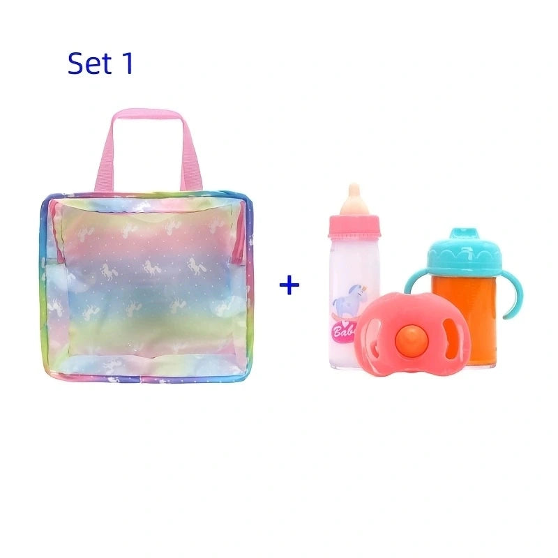 Baby Doll Feeding Bottle Set – Milk & Juice Bottles + Pacifier