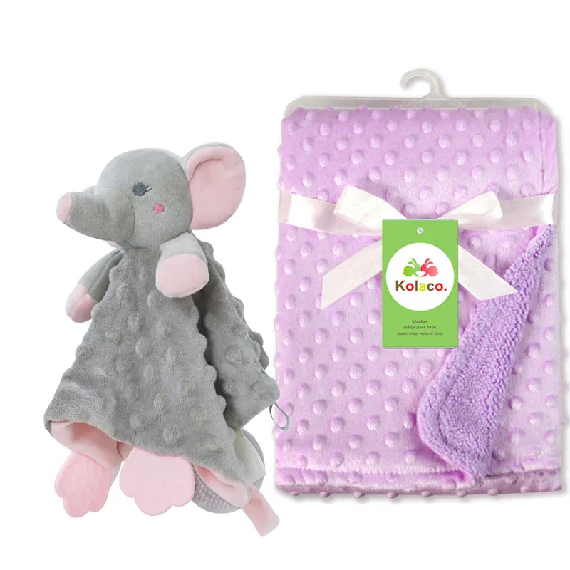 Personalized Newborn Baby Blanket with Name Custom Stroller Sleeping Dolls Animal Security Towel Gift Set for Baby Shower Gifts